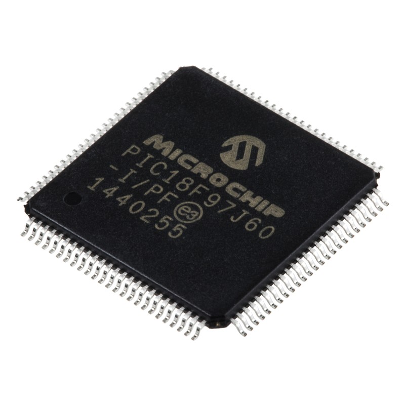 1 pcs - Microchip PIC18F97J60-I/PF, 8bit PIC Microcontroller, PIC18F, 41.667MHz, 128 kB Flash, 100-Pin TQFP