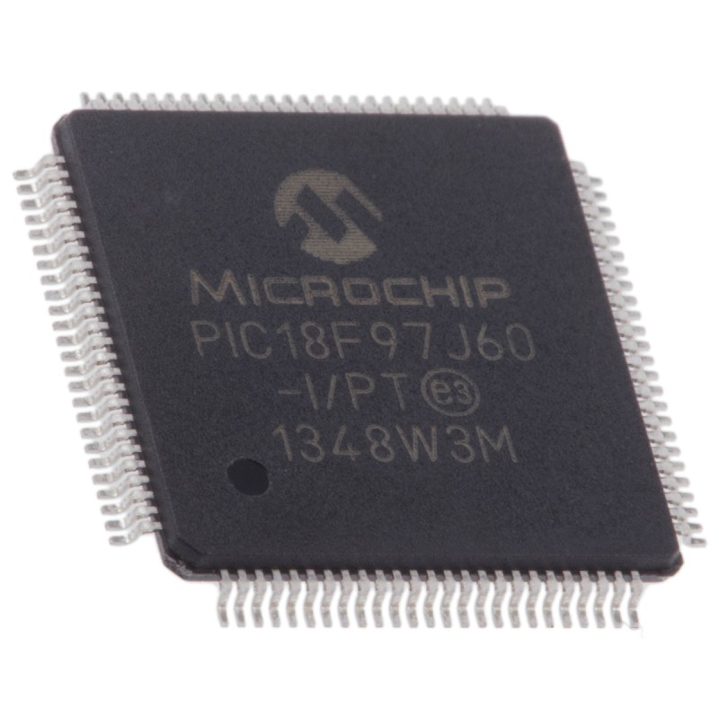 1 pcs - Microchip PIC18F97J60-I/PT, 8bit PIC Microcontroller, PIC18F, 41.667MHz, 128 kB Flash, 100-Pin TQFP
