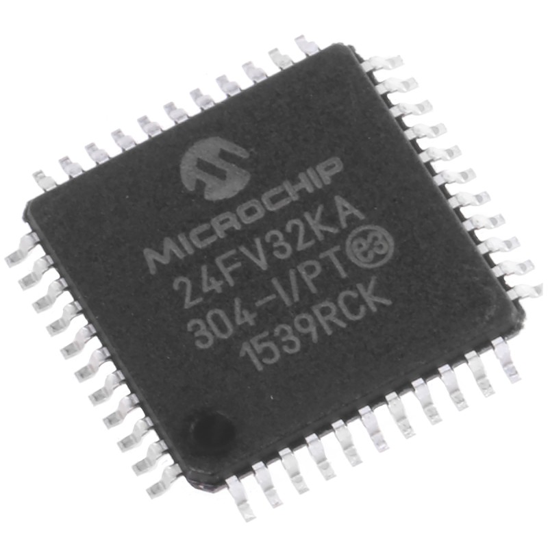1 pcs - Microchip PIC24FV32KA304-I/PT, 16bit PIC Microcontroller, PIC24FV, 32MHz, 32 kB Flash, 44-Pin TQFP