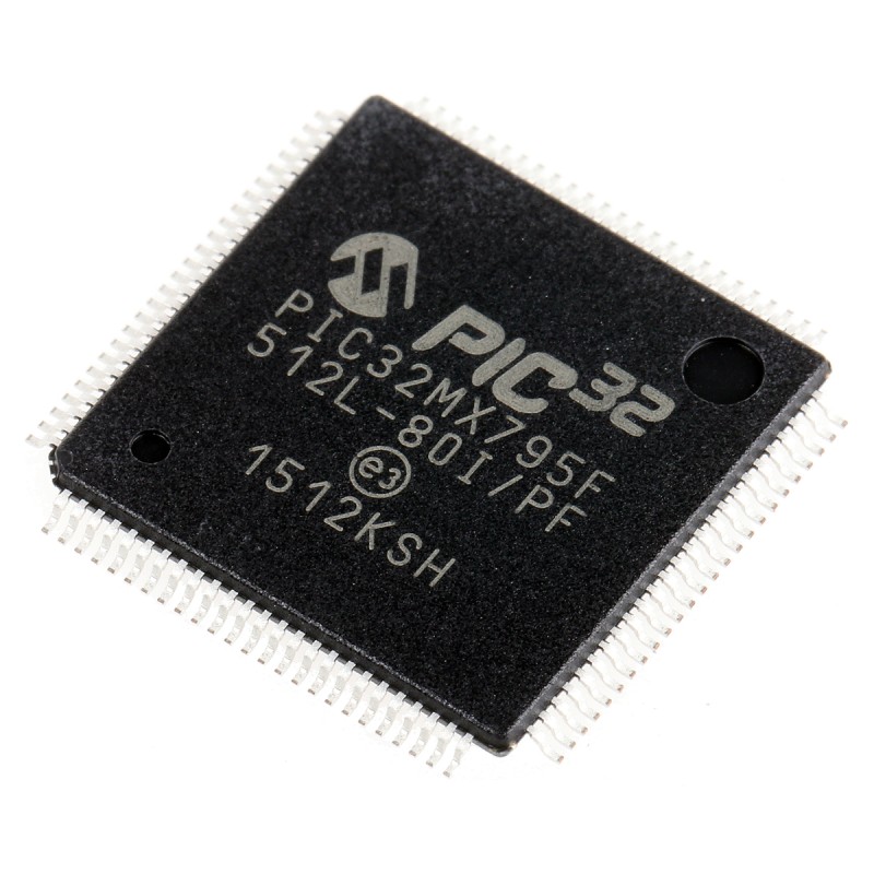1 pcs - Microchip PIC32MX795F512L-80I/PF, 32bit MIPS32 Microcontroller, PIC32MX, 80MHz, 512 kB Flash, 100-Pin TQFP