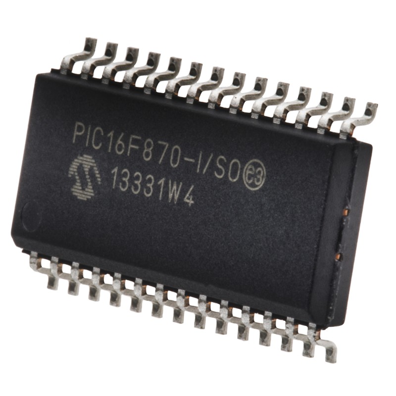 1 pcs - Microchip PIC16F870-I/SO, 8bit PIC Microcontroller, PIC16F, 20MHz, 2K x 14 words, 64 x 8 words Flash, 28-Pin SOIC