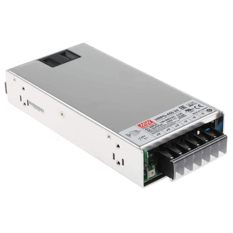 1 pcs - MEAN WELL Switching Power Supply, HRPG-450-24RS, 24V dc, 18.8A, 451W, 1 Output, 120 - 370 V dc, 85 - 264