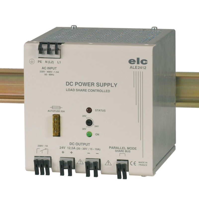 1 pcs - ELC DIN Rail Power Supply, 190 - 440V ac ac Input, 24V dc dc Output, 12.5A Output, 300W