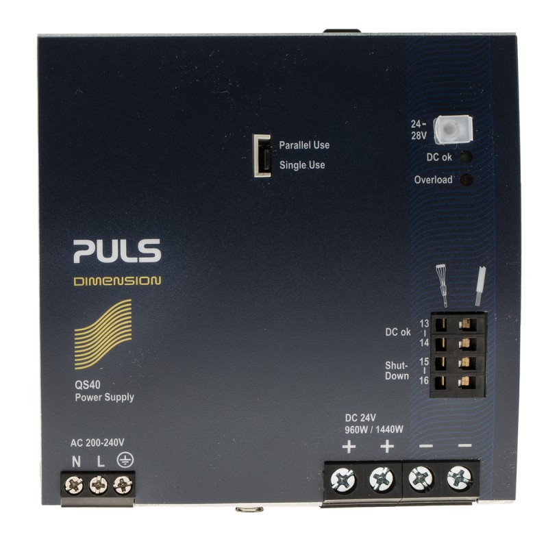1 pcs - PULS DIMENSION Q Switch Mode DIN Rail Power Supply, 200 - 240V ac ac Input, 24V dc dc Output, 40A Output, 960W