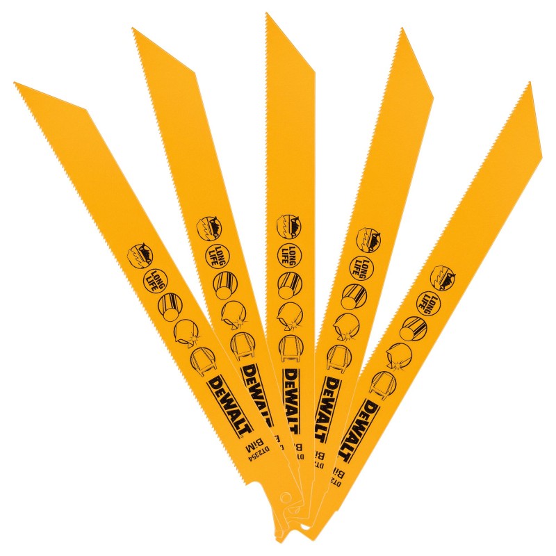 1 pcs - DeWALT, 18 Teeth Per Inch Metal 203mm Cutting Length Reciprocating Saw Blade, Pack of 5