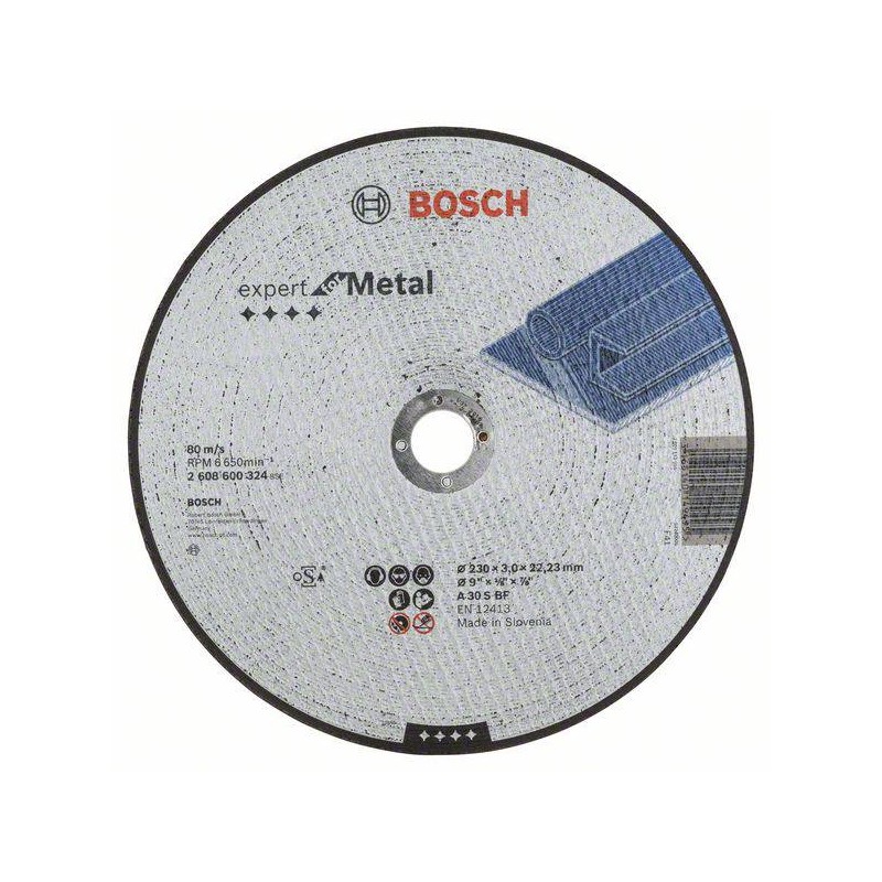 1 pcs - Bosch Aluminium Oxide Cutting Disc, 230mm x 3mm Thick, P30 Grit