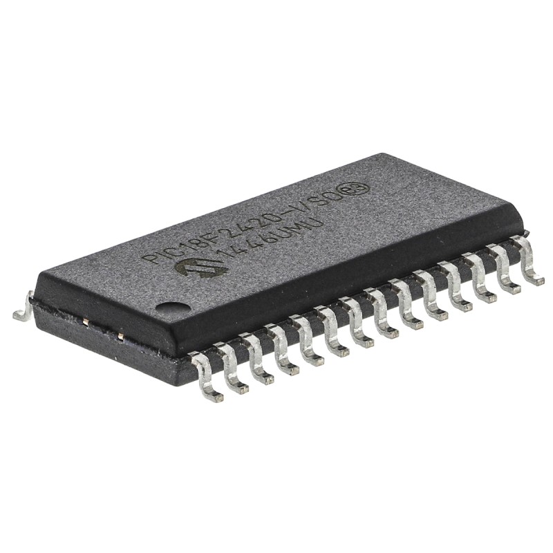 1 pcs - Microchip PIC18F2420-I/SO, 8bit PIC Microcontroller, PIC18F, 40MHz, 16 kB, 256 B Flash, 28-Pin SOIC