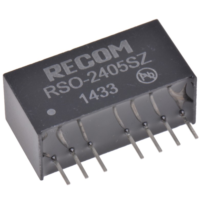 1 pcs - Recom RSO DC-DC Converter, 5V dc/ 200mA Output, 9 - 36 V dc Input, 1W, Through Hole, +85°C Max Temp -40°C Min