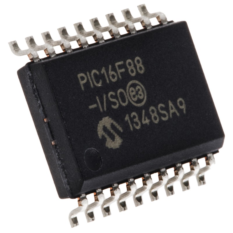 1 pcs - Microchip PIC16F88-I/SO, 8bit PIC Microcontroller, PIC16F, 20MHz, 7.168 kB, 256 B Flash, 18-Pin SOIC