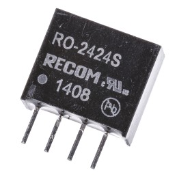 1 pcs - Recom RO DC-DC Converter, 24V dc/ 42mA Output, 21.6 - 26.4 V dc Input, 1W, Through Hole, +85°C Max Temp -40°C