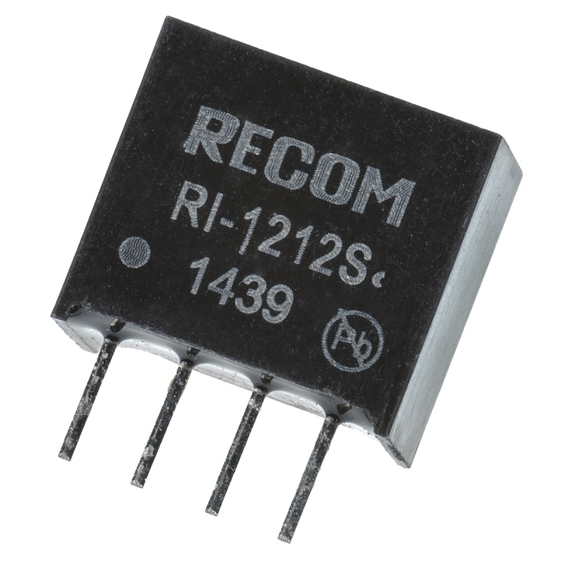 1 pcs - Recom RI DC-DC Converter, 12V dc/ 167mA Output, 10.8 - 13.2 V dc Input, 2W, Through Hole, +85°C Max Temp -40°C