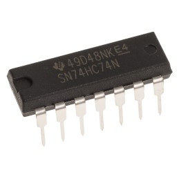 1 pcs - Texas Instruments SN74HC74N Dual D Type Flip Flop IC, 14-Pin PDIP