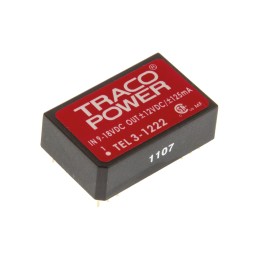 1 pcs - TRACOPOWER TEL 3 DC-DC Converter, ±12V dc/ ±125mA Output, 9 - 18 V dc Input, 3W, Through Hole, +85°C Max Temp