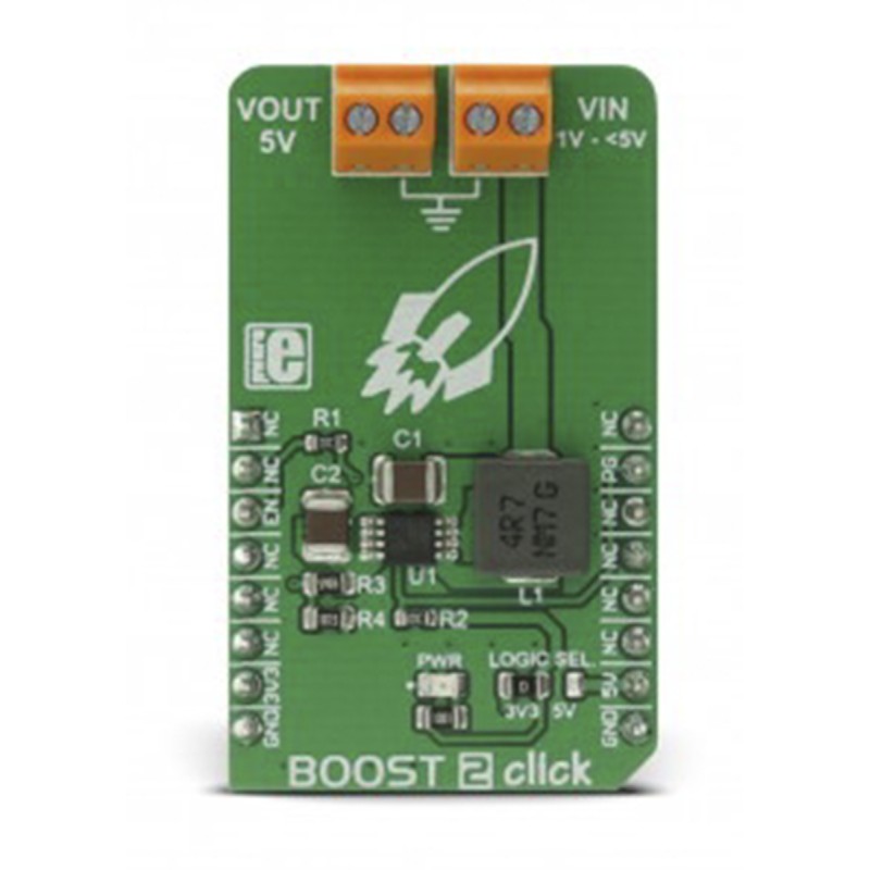1 pcs - MikroElektronika BOOST 2 Click DC-DC Regulator for MCP1642B for Embedded Electronic Devices, GPS Modules, Handheld