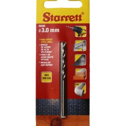 1 pcs - Starrett KBAR Series HSS Twist Drill Bit, 3mm Diameter, 61 mm Overall