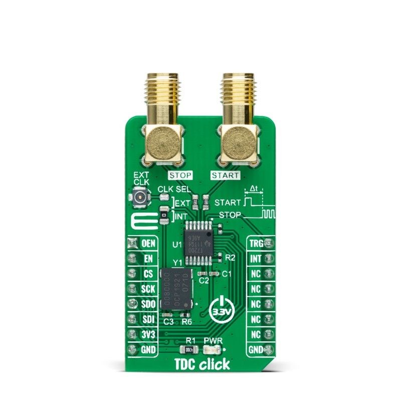 1 pcs - MikroElektronika MIKROE-4770, TDC Click Clock or Data Translator Add On Board for Time to Digital Converter for