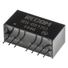 1 pcs - Recom RS DC-DC Converter, ±12V dc/ ±83mA Output, 4.5 - 9 V dc Input, 2W, Through Hole, +85°C Max Temp -40°C Min