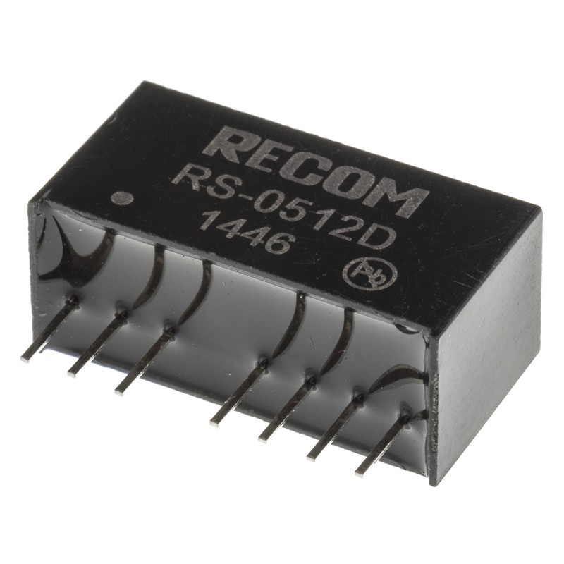 1 pcs - Recom RS DC-DC Converter, ±12V dc/ ±83mA Output, 4.5 - 9 V dc Input, 2W, Through Hole, +85°C Max Temp -40°C Min