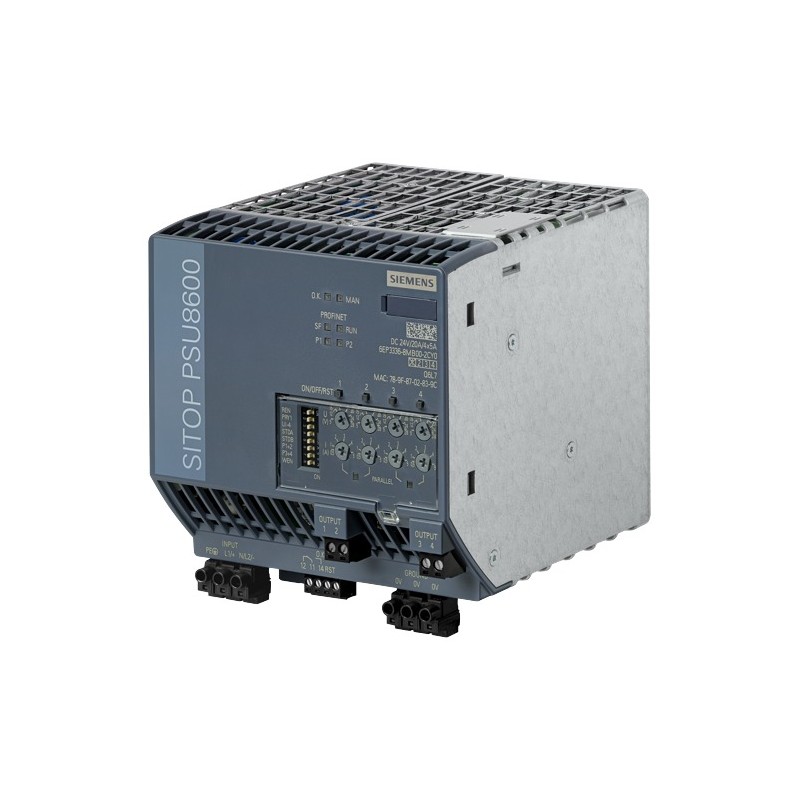 1 pcs - Siemens SITOP PSU, 93 - 275V ac ac Input, 24V dc dc Output, 20A Output, 480W