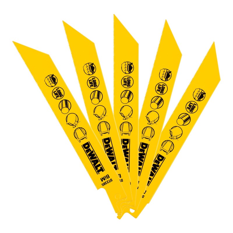 1 pcs - DeWALT, 10 Teeth Per Inch Metal 152mm Cutting Length Reciprocating Saw Blade, Pack of 5