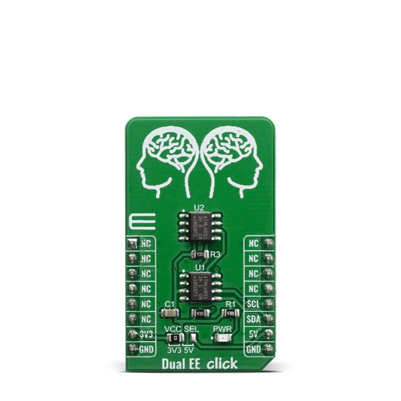 1 pcs - MikroElektronika MIKROE-3762, DUAL EE CLICK EEPROM Development Kit for AT24CM02 for I2C