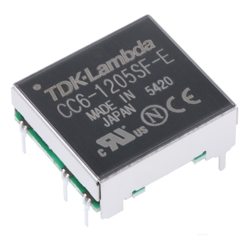 1 pcs - TDK-Lambda DC-DC Converter, 5V dc/ 1.2A Output, 9 - 18 V dc Input, 6W, Through Hole, +85°C Max Temp -40°C Min