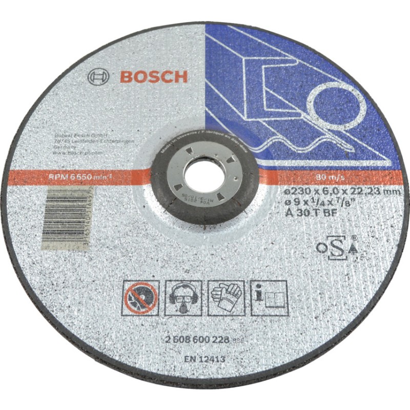 1 pcs - Bosch Aluminium Oxide Grinding Disc, 230mm x 6mm Thick, P30 Grit