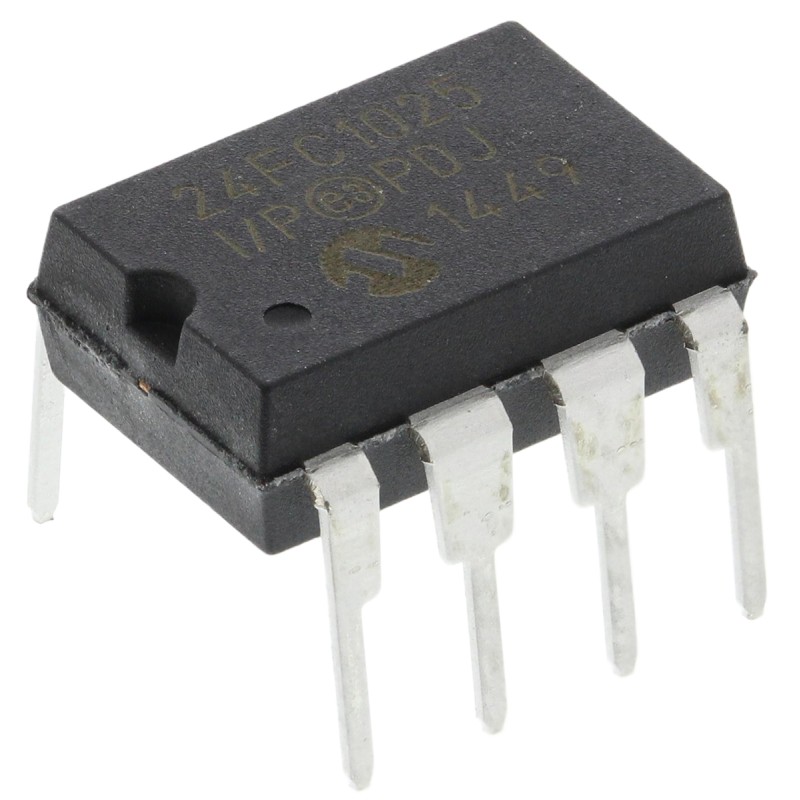 1 pcs - Microchip 24FC1025-I/P, 1Mbit Serial EEPROM Memory, 400ns 8-Pin PDIP Serial-I2C