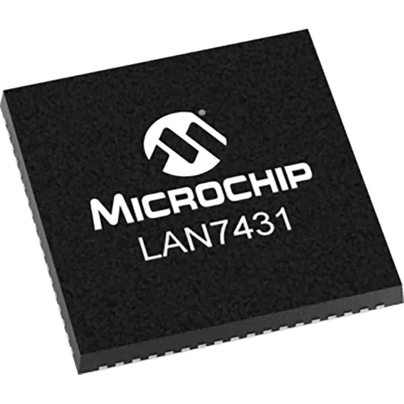 1 pcs - Microchip LAN7431-I/YXX, Ethernet Controller, 2.5Gbit/s, 1.8 V, 2.5 V, 3.3 V, 72-Pin SQFN