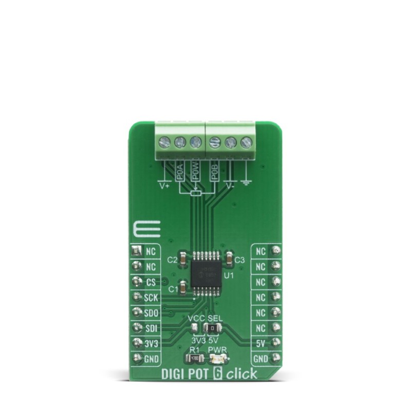 1 pcs - MikroElektronika MIKROE-4110, DIGI POT 6 CLICK Adapter Board for MCP41HV51 for MCP41HV51