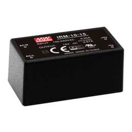 1 pcs - MEAN WELL Switching Power Supply, IRM-10-15, 15V dc, 670mA, 10W, 1 Output, 120 - 370 V dc, 85 - 264 V ac