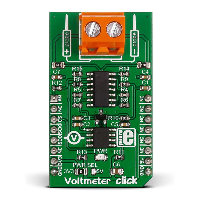 1 pcs - MikroElektronika Voltmeter click Voltage Measurement for MCP3201 for MikroBUS