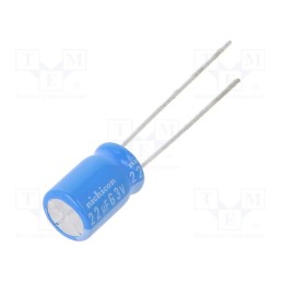 1 pcs x NICHICON - UBT1J220MPD8TD - Capacitor: electrolytic, THT, 22uF, 63VDC, Ø8x11.5mm, Pitch: 3.5mm
