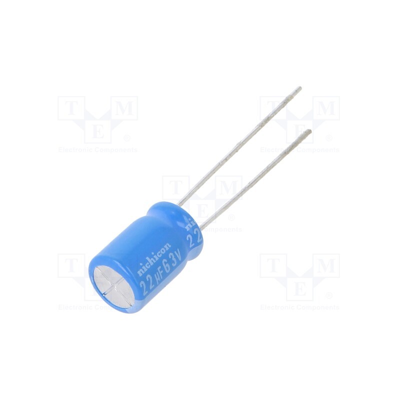 1 pcs x NICHICON - UBT1J220MPD8TD - Capacitor: electrolytic, THT, 22uF, 63VDC, Ø8x11.5mm, Pitch: 3.5mm