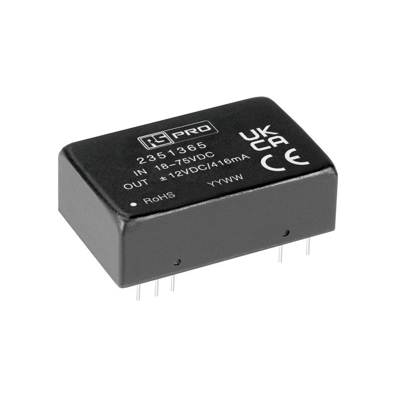 1 pcs - RS PRO Embedded Switch Mode Power Supply (SMPS), ±12V dc, ±0.416A, 10W, Dual Output, 18 - 75V dc Input Voltage