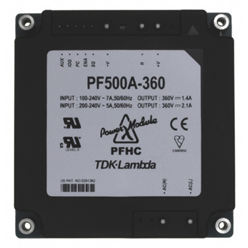 1 pcs - TDK-Lambda Switching Power Supply, PF-500A-360, 360V dc, 2.1A, 756W, 1 Output, 85 - 265V ac Input Voltage