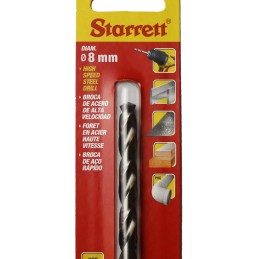 1 pcs - Starrett KBAR Series HSS Twist Drill Bit, 8mm Diameter, 117 mm Overall