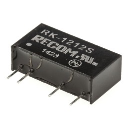1 pcs - Recom RK DC-DC Converter, 12V dc/ 84mA Output, 10.8 - 13.2 V dc Input, 1W, Through Hole, +85°C Max Temp -40°C