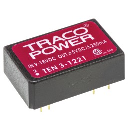 1 pcs - TRACOPOWER TEN 3 DC-DC Converter, ±5V dc/ ±250mA Output, 9 - 18 V dc Input, 3W, Through Hole, +85°C Max Temp