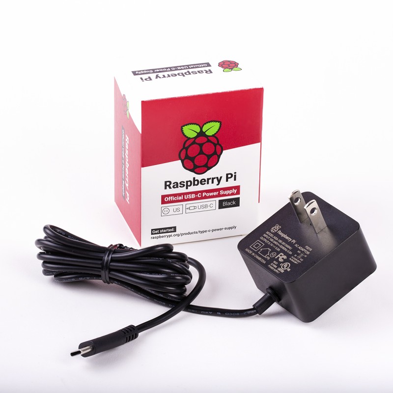 100 pcs - Raspberry Pi Power Supply, USB Type C with US Plug Type, 1.5m