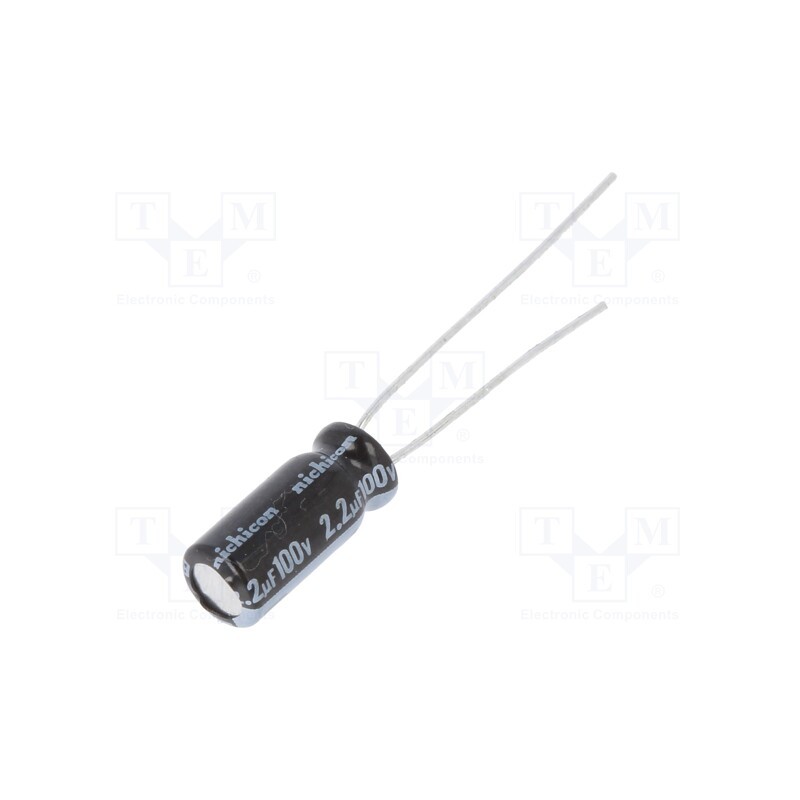 2 pcs x NICHICON - UKL2A2R2MDD1TD - Capacitor: electrolytic, THT, 2.2uF, 100VDC, Ø5x11mm, Pitch: 2mm