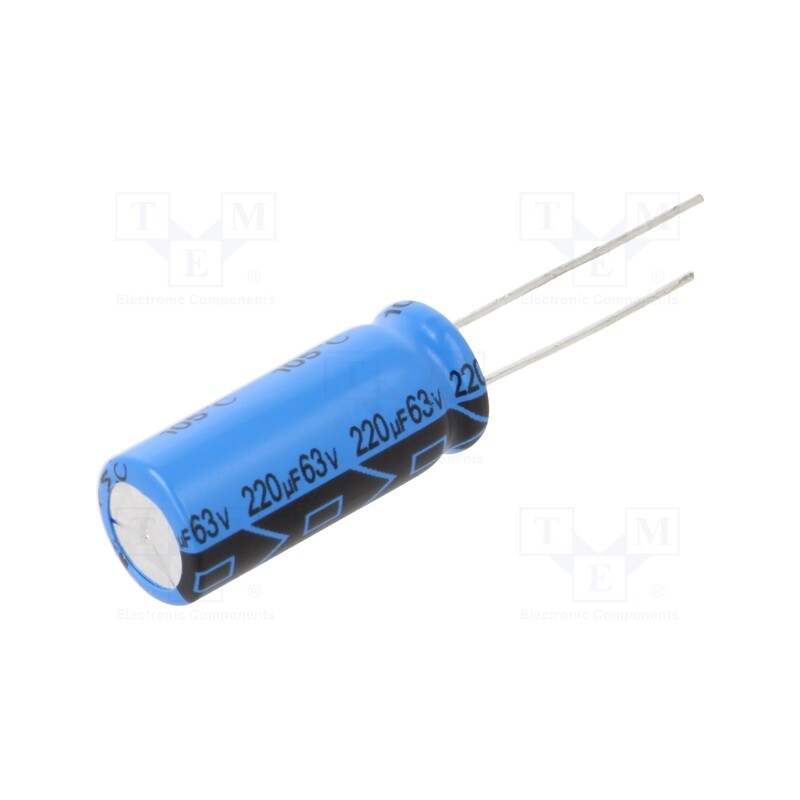 2 pcs x VISHAY - ZRC00DG2211JTNL - Capacitor: electrolytic, THT, 220uF, 63VDC, Pitch: 5mm, ±20%, 10000h