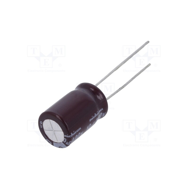2 pcs x NICHICON - UCY2G100MPD1TD - Capacitor: electrolytic, THT, 10uF, 400VDC, Ø10x16mm, Pitch: 5mm
