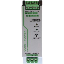 1 pcs - Phoenix Contact QUINT-PS/1AC/24DC/5 Switch Mode DIN Rail Power Supply, 85 - 264V ac ac Input, 24V dc dc Output,