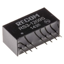 1 pcs - Recom RS3 DC-DC Converter, 9V dc/ 333mA Output, 9 - 18 V dc Input, 3W, Through Hole, +71°C Max Temp -40°C Min