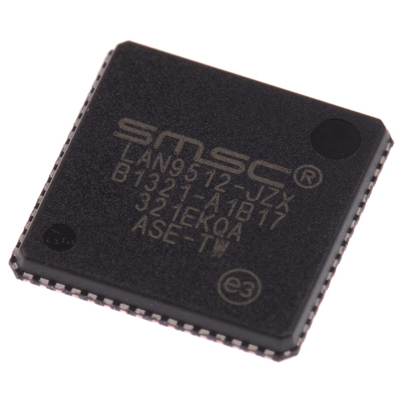 1 pcs - Microchip LAN9512-JZX, Ethernet Controller, 10Mbps, 3.3 V, 64-Pin QFN