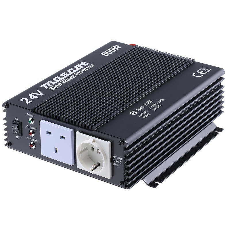 1 pcs - Mascot Pure Sine Wave 600W Power Inverter, 20 - 30V dc Input, 230V ac Output
