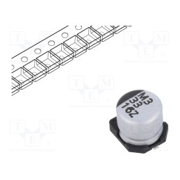 10 pcs x VISHAY - ZSC00AD3301CARL - Capacitor: electrolytic, low ESR, SMD, 33uF, 16VDC, Ø6.3x5.7mm