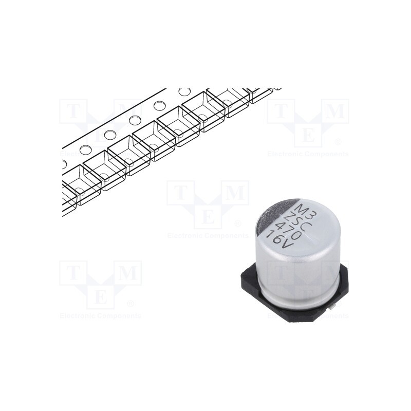 10 pcs x VISHAY - ZSC00AG4711CARL - Capacitor: electrolytic, low ESR, SMD, 470uF, 16VDC, Ø10x10mm, ±20%