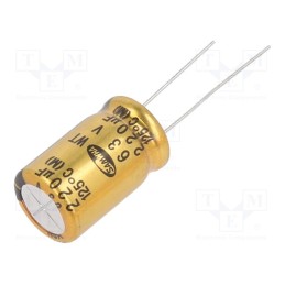 10 pcs x SAMWHA - WT1J227M12020PL - Capacitor: electrolytic, THT, 220uF, 63VDC, Ø12.5x20mm, ±20%, 5000h